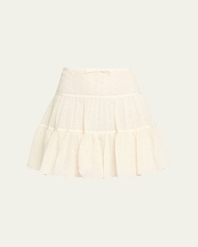 Tiered Eyelet Mini Skirt